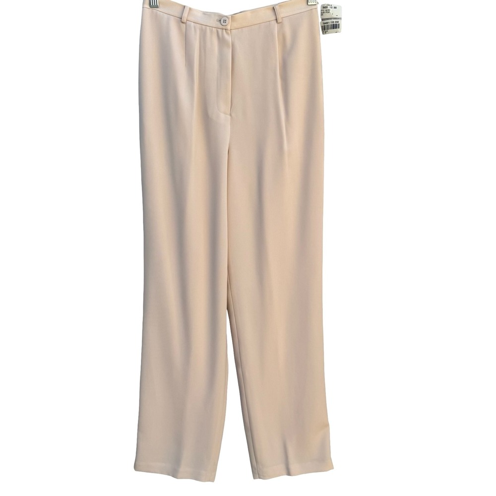 Randolph Duke The Look Stone Beige Pleated Straight Leg Trousers Womens 6 NEW‎